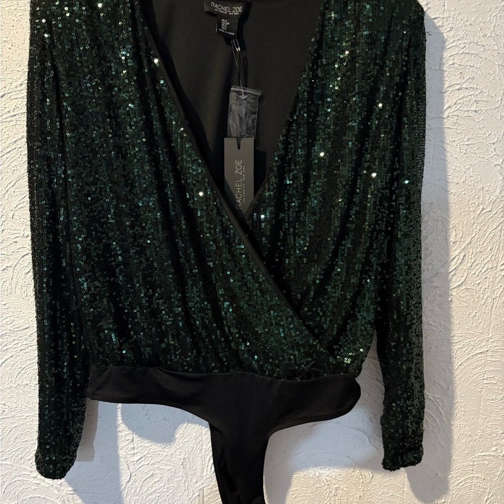 Rachel Zoe Emerald Sequin Bodysuit